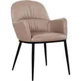 Kora Dining Arm Chair in Mocha Leather & Steel (Set of 2)